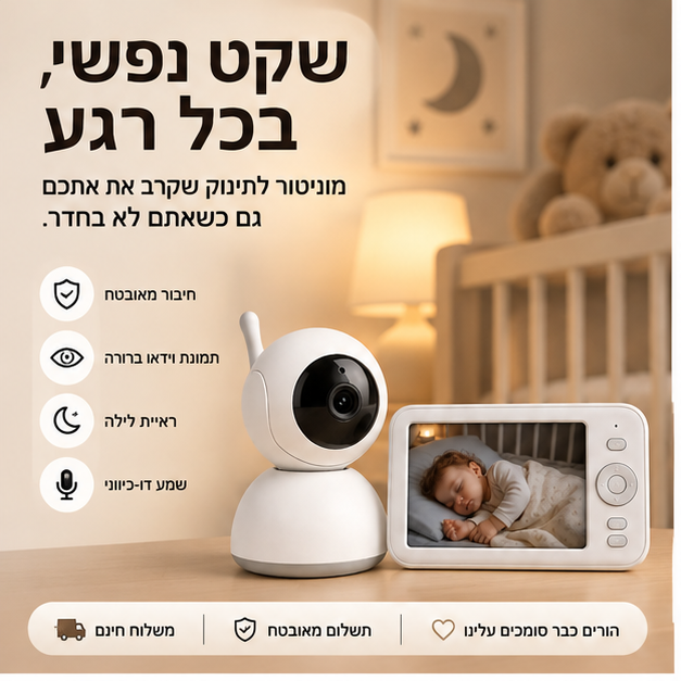 DreamGuard Pro™-מצלמת התינוק שתאפשר לכם לראות שהכול רגוע בלי להיכנס לחדר