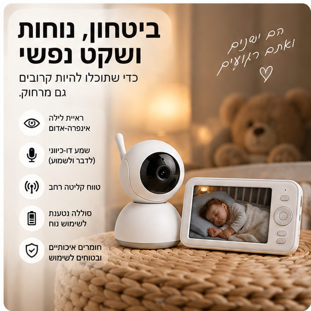 DreamGuard Pro™-מצלמת התינוק שתאפשר לכם לראות שהכול רגוע בלי להיכנס לחדר